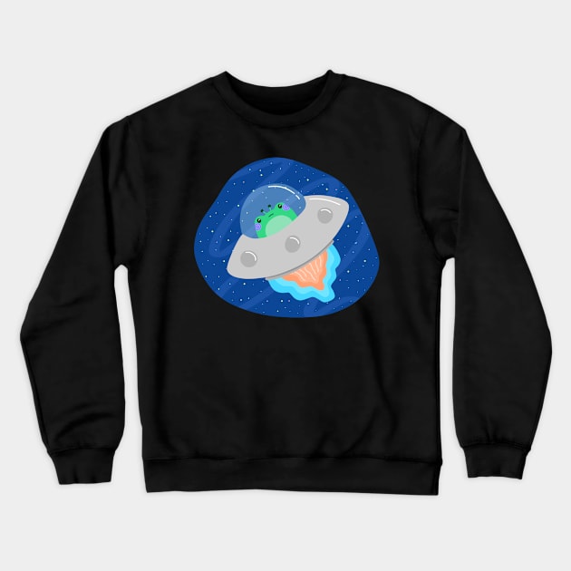 Kawaii Alien Frog Crewneck Sweatshirt by Sofia Sava